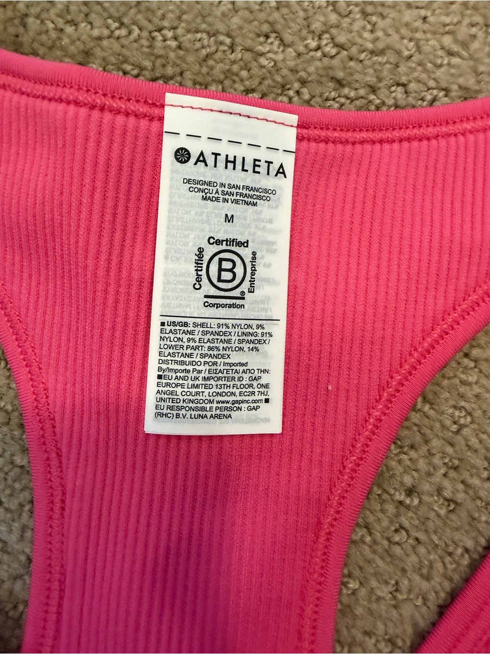 Athleta Hot Pink Ribbed Racerback tank -new-never worn - Picture 3 of 4